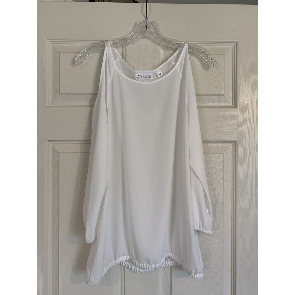 7th Avenue NY & Co Women's Small White Cold Shoulder Top Blouse
